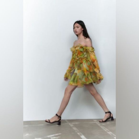 ZARA Printed Tulle Dress - Picture 3 of 14